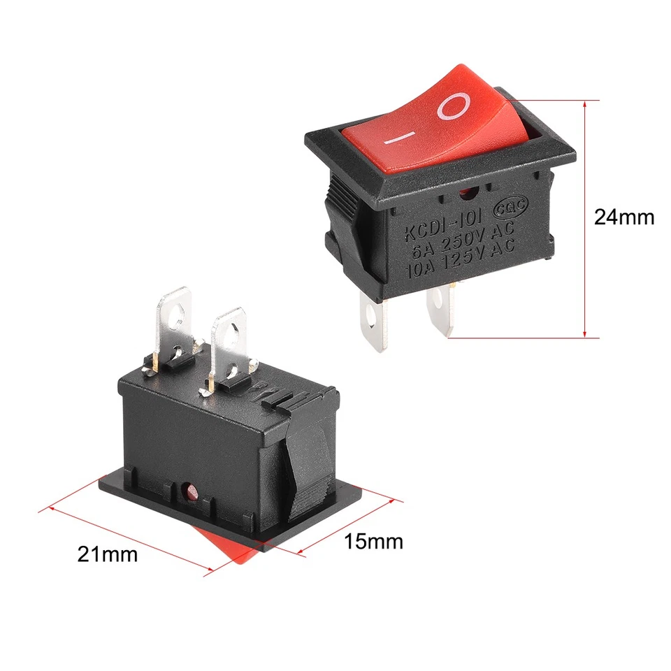 Mini Boat Rocker Switch Black Toggle Switch 2pins ON/OFF AC 250V/6A 125V/10A - Image 2 of 4