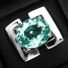 Seafoam Green Paraiba Tourmaline Oval 8.08Ct 925 Sterling Silver Handmade Rings
