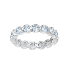 Round Blue Topaz 925 Sterling Silver Eternity Band Stackable Women Ring