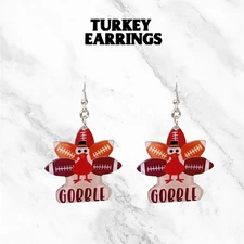 Turkey Earrings, Thanksgiving Earrings, Turkey Football Earrings, Gobble Earring