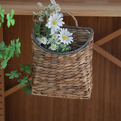Woven Hanging Basket Water Hyacinth Hanging Wall Basket Wicker Handmade - Picture 5 of 8