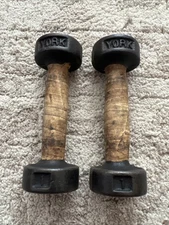 Vintage York 1 lb Pound Weight Barbell Set Dumbbell Cast Iron Barbells Round