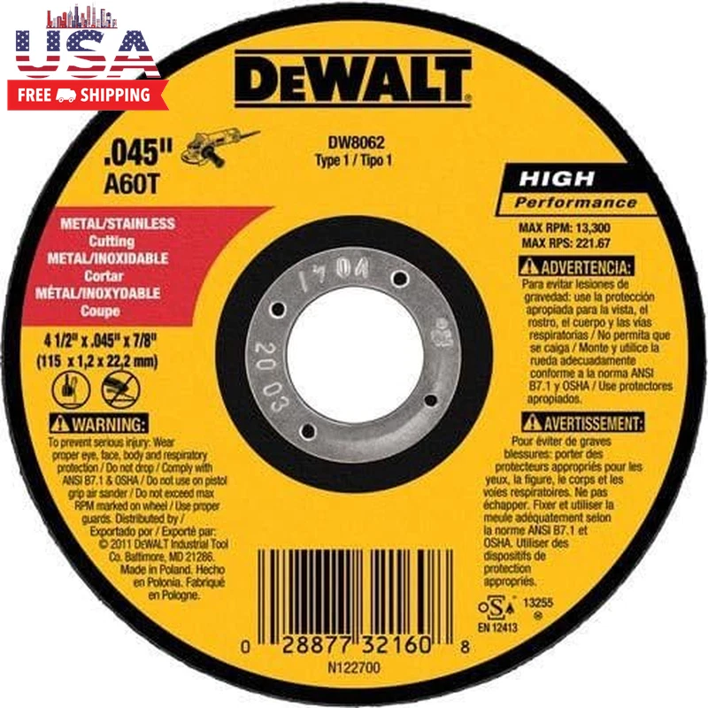 DeWalt 4-1/2-inch cut-off wheels, 5-pack