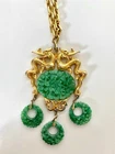 Exquisite Costume Jewelry •vintage jomaz double strand jade beaded necklace