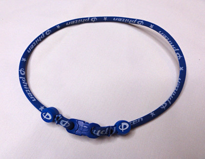Phiten Blue Titanium Therapy Necklace - Blue/White Unisex Neck