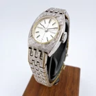 Seiko 10-8360 WGP Stainless Wristwatch Silver Integrated Bracelet Textured Case