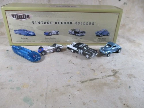 Hot Wheels Legends 1997 Vintage Record Holders 4 Car Set w/ Display Case NIB