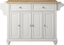 Cambridge Wood Top Rolling Kitchen Island Storage Cart, Microwave Stand, Spice R