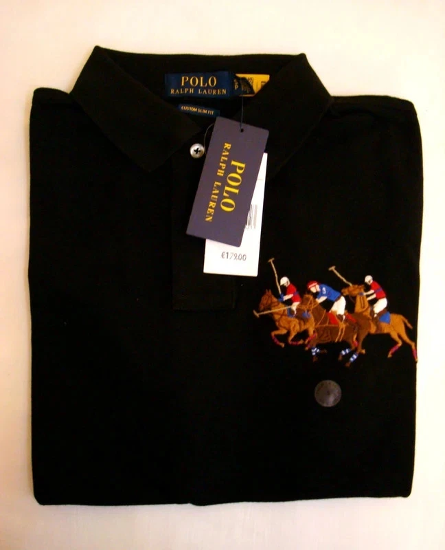 Polo Ralph Lauren triple caballo bordado custom slim fit negro