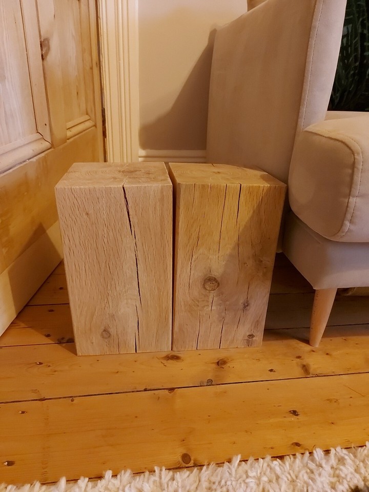 Solid Oak Block Stand Coffee Table Side Table Lamp Stand Oak Block eBay