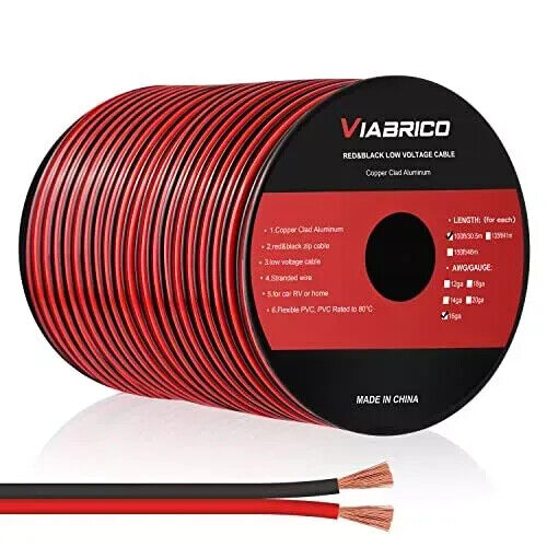 16 Gauge Wire 16awg Automotive Wire Electrical Wire 100ft 2 Conductor Red Black - Picture 1 of 14