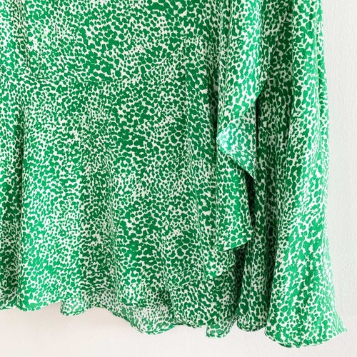 Whistles Skirt Size 14 Green Animal Print Frill Hem Midi Lightweight - Picture 4 of 18
