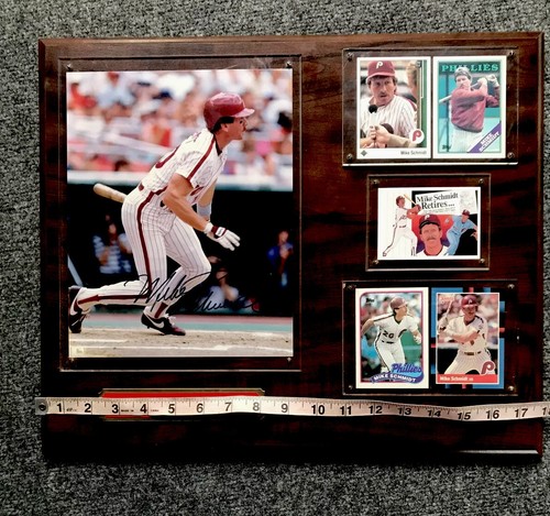 Mike Schmidt NBL Signed 8 x 10 & 5 Baseball Cards Wood Plaque - 第 10/12 張圖片