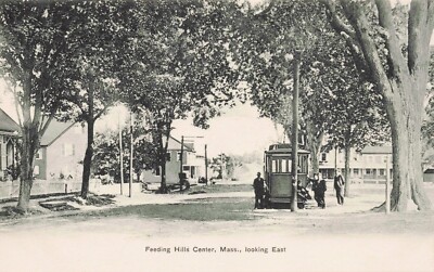 Feeding Hills Center looking East MA postcard 3.9