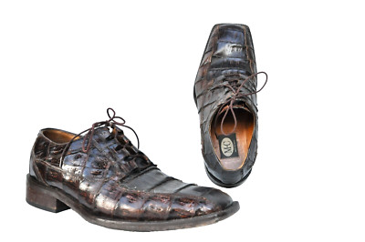Men's Genuine Alligator Shoes Brown Lace Up Shoes MC Mario Campatelli 9.5 Italy