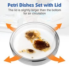 60mm Glass Petri Dishes Lids Autoclavable Lab Petri Plates w/ A Inoculation Loop