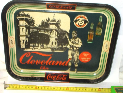VINTAGE Collectible advertising COCA COLA Metal tray COKE  Cleveland   (Q)