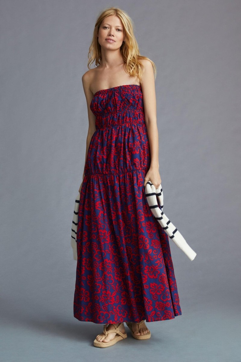 sundry retro floral maxi dress NWT Sundry Aloha Floral Strapless Maxi Dress size XS