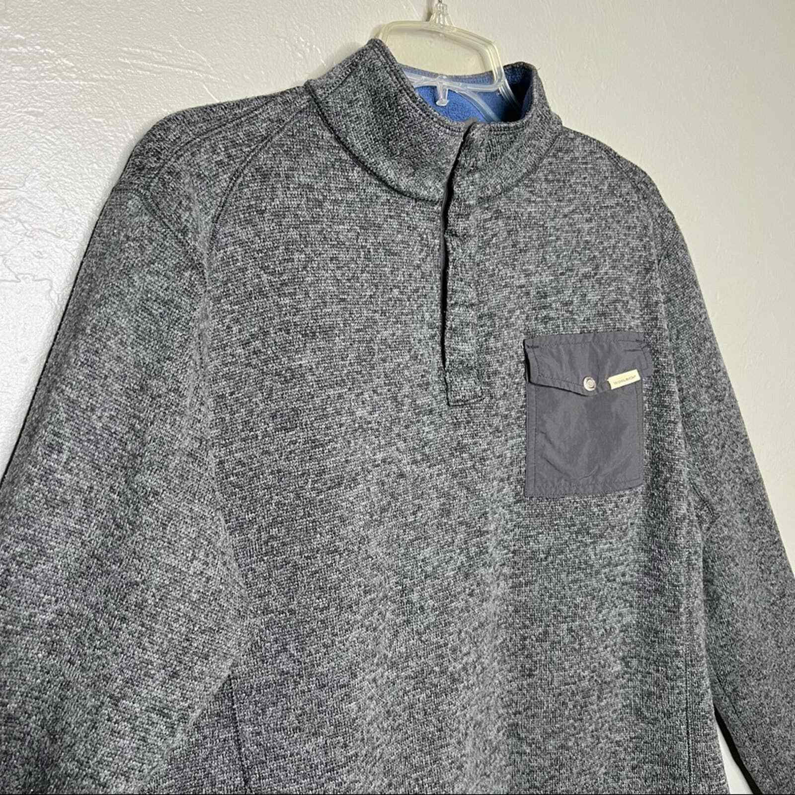 Woolrich Men's Gray Snap Button Pullover Knit Fle… - image 6