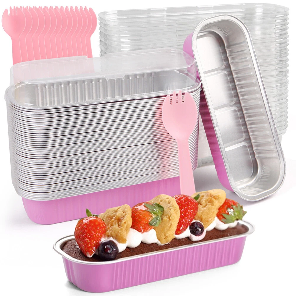 50-pack aluminum foil mini loaf pans with lids for baking muffins