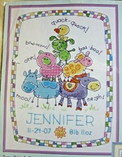 Dimensions Farm Friends Birth Record Counted Cross Stitch Kit 73259 Baby Nursery