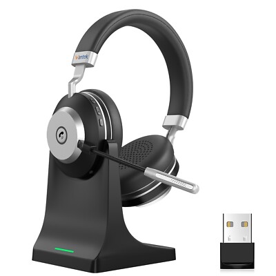 Wantek Wireless Headset with Mic, USB Dongle Bluetooth Headphone for Home/Office