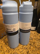 New Mainstays 24 Oz Insulated Stainless Steel Water Bottle, Flip-Top Lid - Pair 