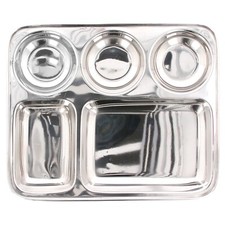 Stainless Steel Thali 5 Compartment Indian Food Dinner Plate Serving Dish Tray