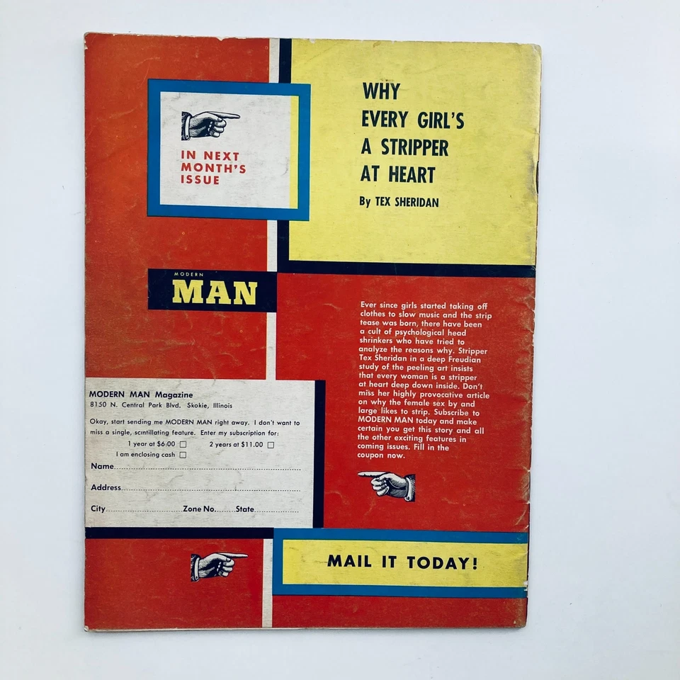 VTG Modern Man Magazine November 1956 Syra Marty Cover Girl No Label Foto 3 de 3