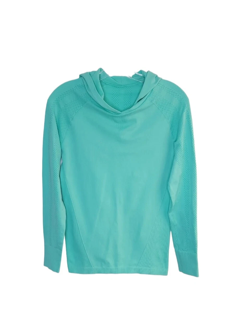 ZYIA ACTIVE PEAK PERFORMANCE Fitted Hoodie Perforated Sleeve Mint Green Size S