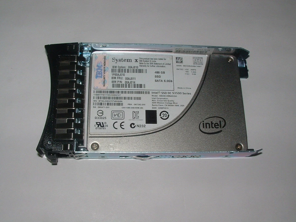 00AJ011/00AJ010 IBM 480GB SATA SSD MLC 2.5 HS HDD w tray 00AJ014 - Image 3 of 3