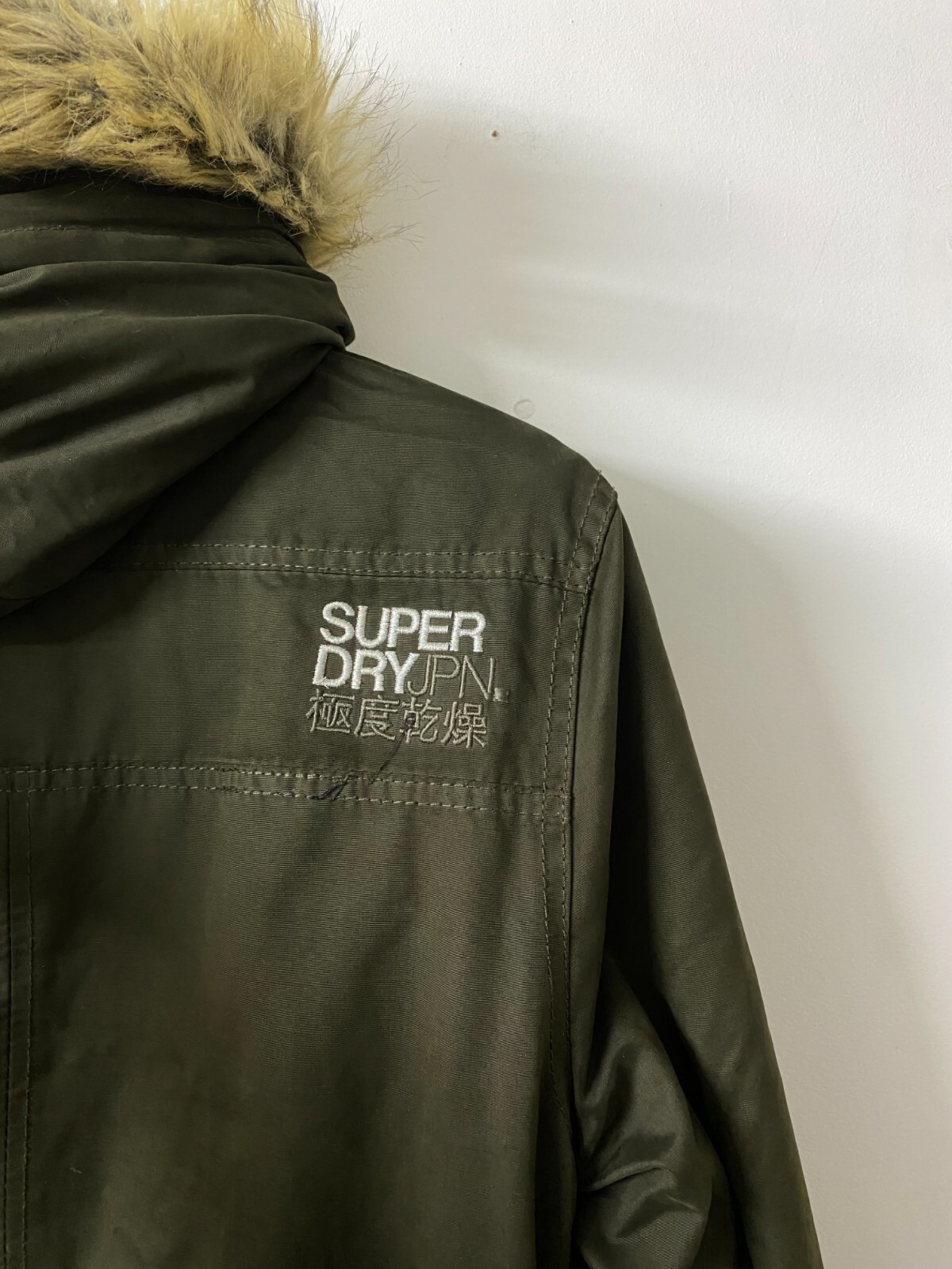 Superdry Microfibre The Windparka Green Parka Jacket Hooded Fleece Lined size M image 6