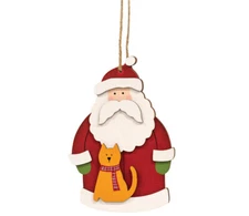 CWI Christmas Decor - Santa Claus with Kitty Cat Pet 3-D Ornament