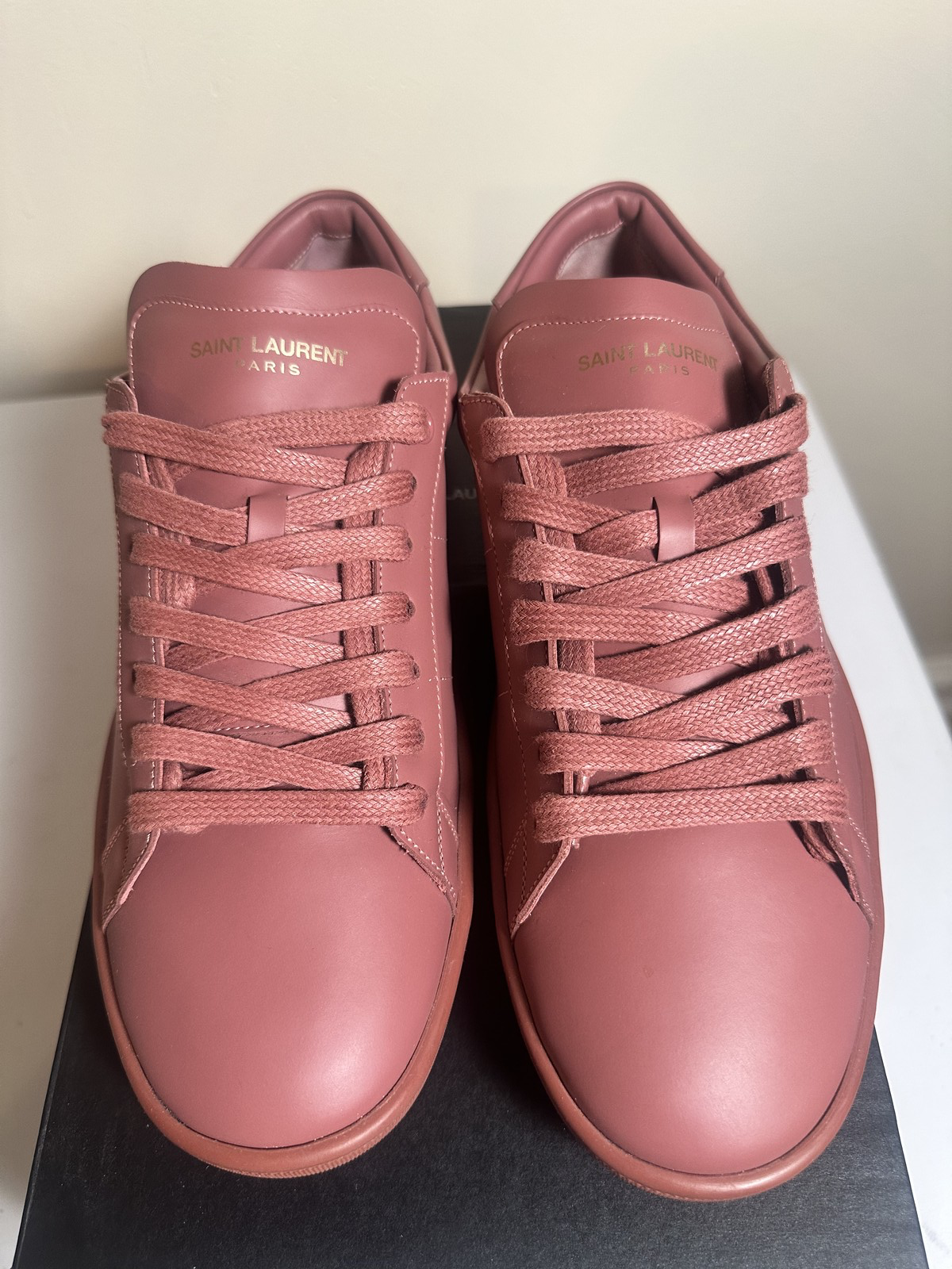 Saint Laurent Andy Sneaker bassa in pelle con lacci Mistic Rose EU 42 US 9