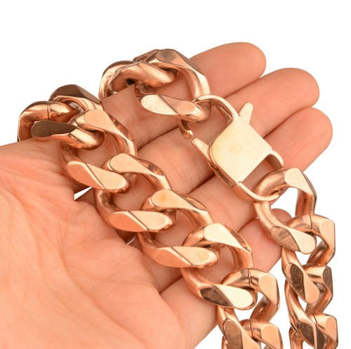 Chaîne homme lourde 19 mm 316L acier inoxydable CURB lien cubain collier bracelet - Photo 9/46