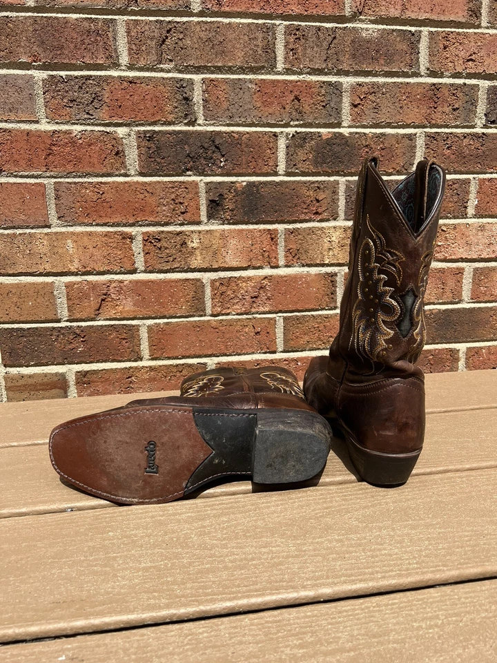 Laredo Women Cora Boots 9.5 Brandy 52034 Brown Studded Square Toe Leather - Изображение 2 из 4