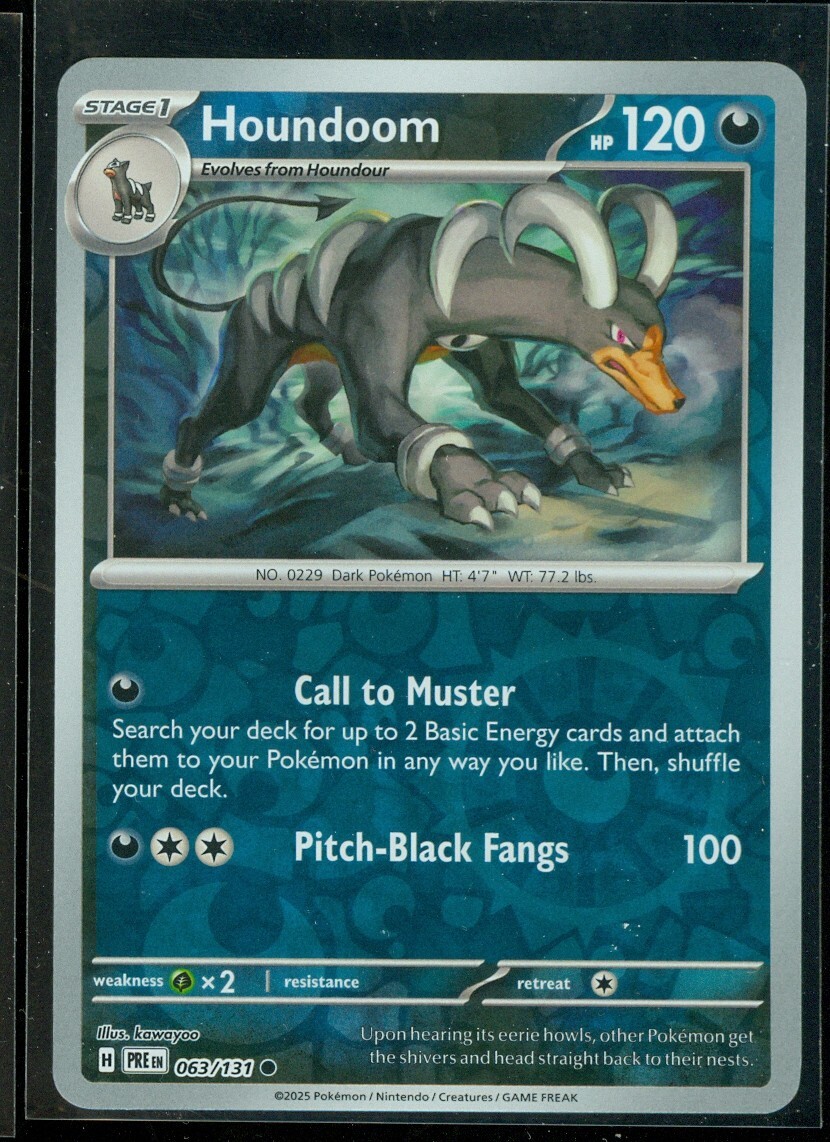 Pokemon HOUNDOOM 063/131 Prismatic Evolutions  Rev Holo - MINT