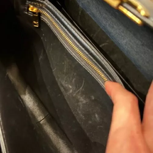Auth CELINE Triomphe Medium - Black gold Shiny Calfskin Shoulder Bag from japan - Picture 10 of 10