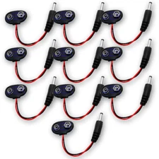 10X 9V PP3 Power Cable Battery Clip With 1.35mm ID X 3.5mm outer DC Plug End LOT