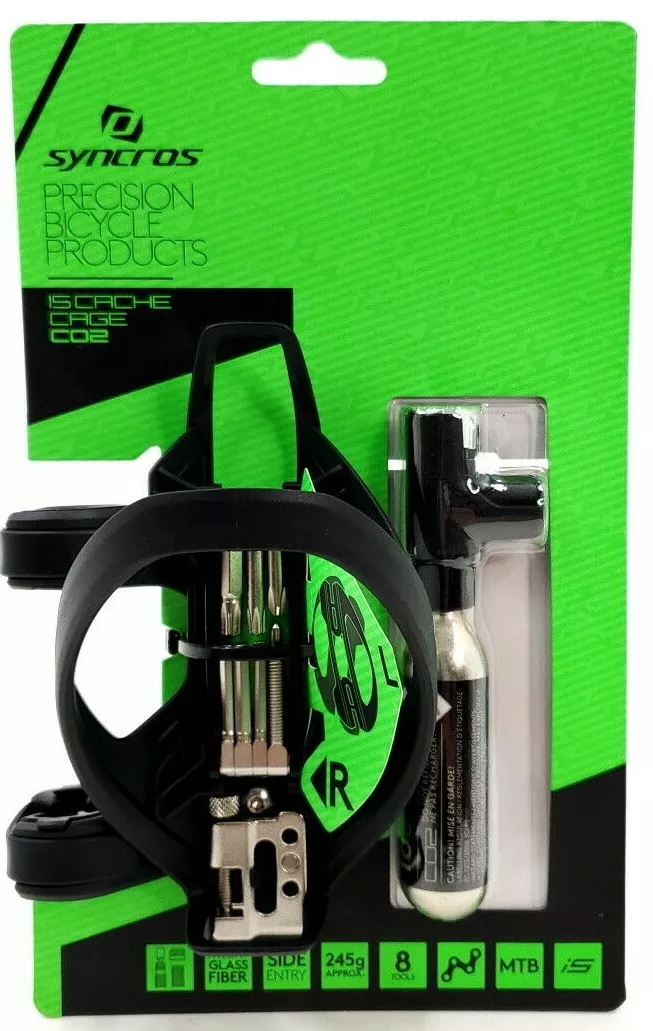 Syncros iS Cache Bicycle Bottle Cage w Multi Tool CO2 Cartridge Inflator