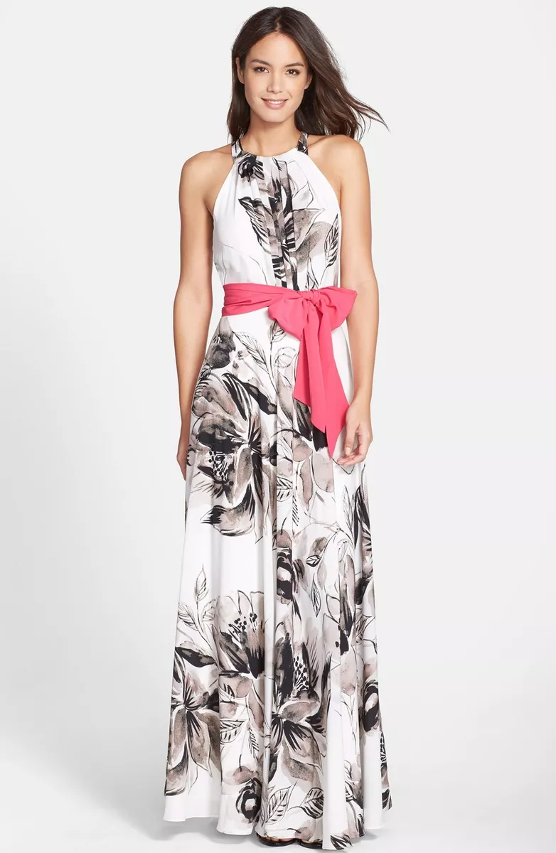 Eliza j belted clearance chiffon maxi dress