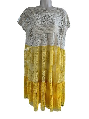 Zara Yellow Ombré Crochet Lace Midi Dress Size Small