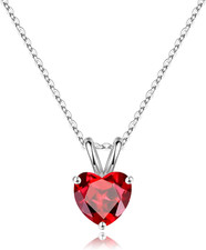 Valentines Day Gifts for Her - Dainty Heart Birthstone Necklace Sparkle Birthsto