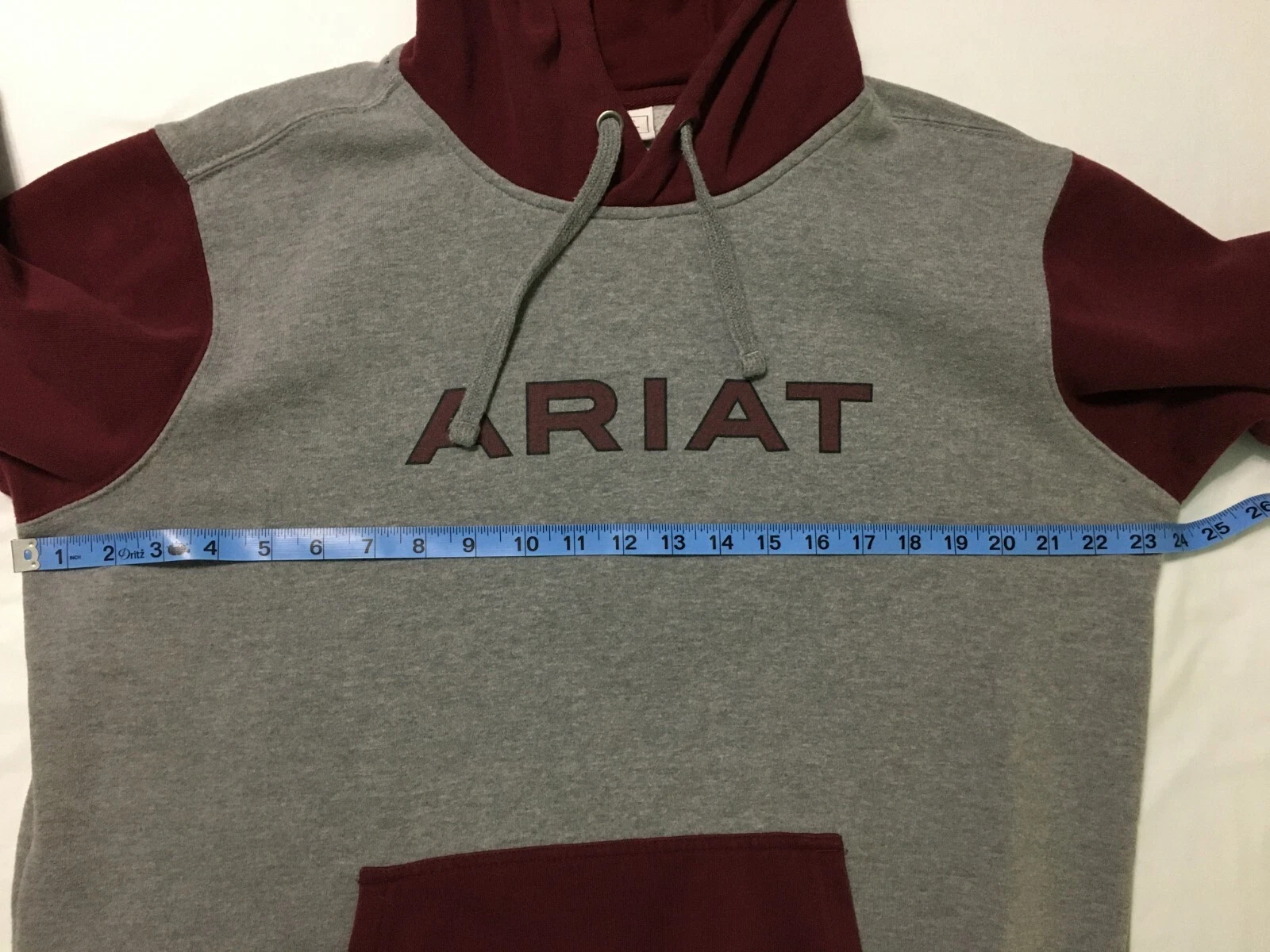 VETEMENTS Felpa con cappuccio Ariat uomo taglia L grigio bordeaux logo Spellout pullover L S