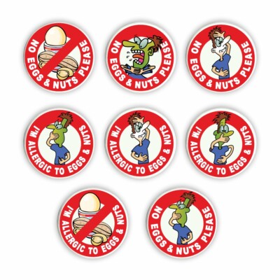 Ei & Nuss Allergie Pin Anstecker auch Aufnähen Patches & Aufkleber Allergische Eier & Nüsse