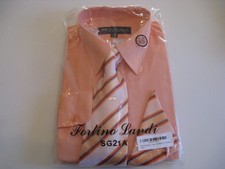 Fortino Landi Dress Shirt Tie Handkerchief - 17-17 1/2 --- 36-37 - XL Long New