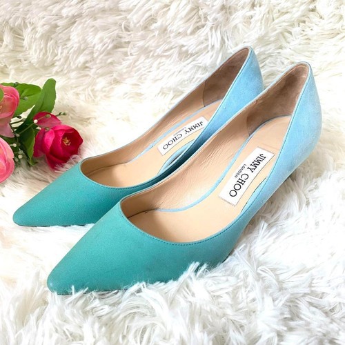 Jimmy Choo Pumps Heel EU36.5/US6.5 Blue suede gradient pointed toe 09843a - Picture 12 of 24