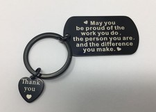''Thank you'' Appreciation Black Metal Keychain