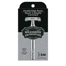 Wilkinson Sword Double Edge Razor for Men w/ 5 Double Edge Razor Blades Refills