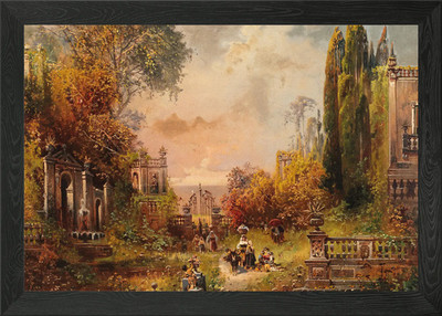 Italienisches Landschaftsgemälde mit Feige gerahmt Wandbild Poster Leinwanddruck Bild